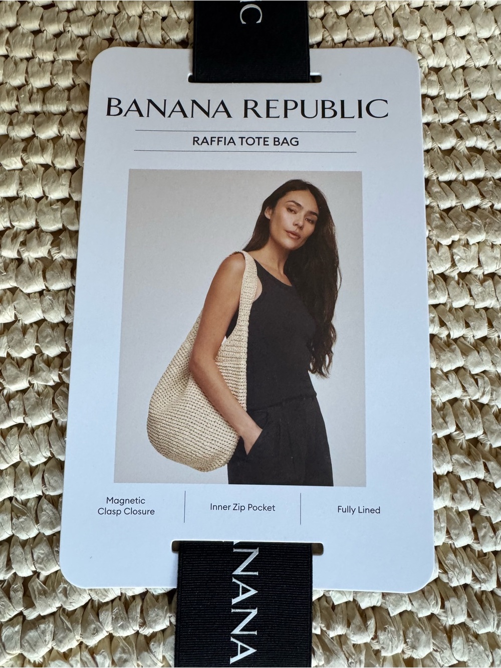 Banana Republic Cream Raffia Tote Bag Summer Bag